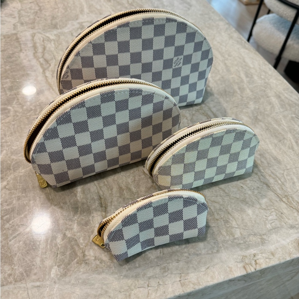 Louis Vuitton Checkered Gray and Cream Bags Set